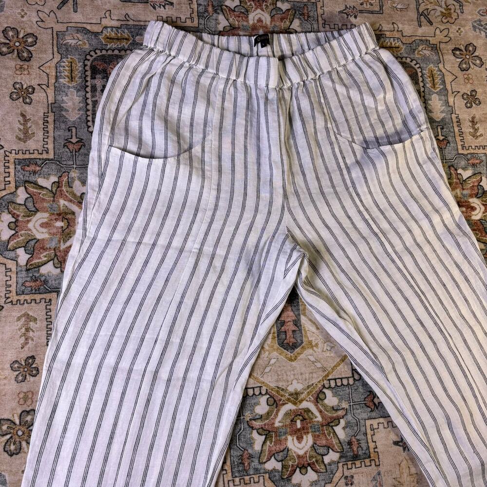 Quince linen pinstripe pants women’s summer comfort breathable bottom size Large - Picture 7 of 11